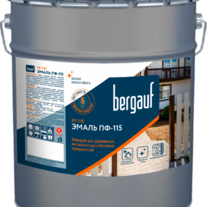 Bergauf PF-115 эмаль алкидная ПФ-115 для деревянных, металлических и бетонных поверхностей ярко-зеленая, 25 кг