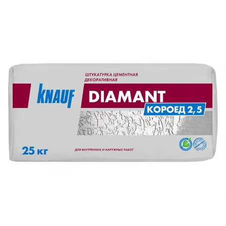 КНАУФ-Диамант Короед 2,5 25 кг Цементная декоративная штукатурка для наружных и внутренних работ