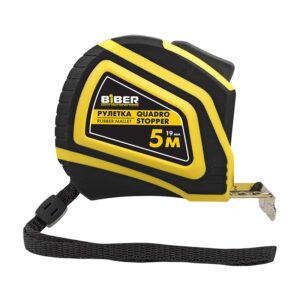 Рулетка Biber 40135 Quadro Stopper Профи, автофиксация, магнитный зацеп, 5 м/19 мм